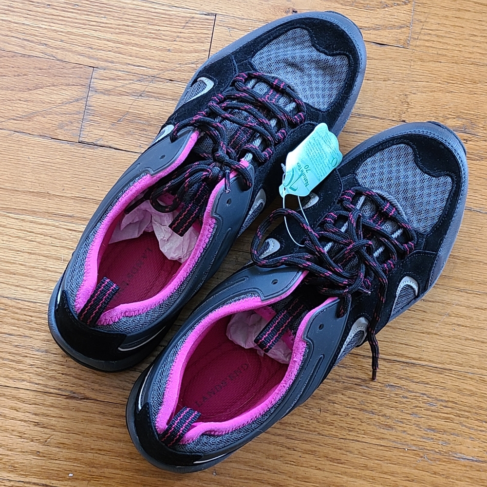 Lands End Sneakers NWT Size 11D Naturetex Pink, Black, Gray